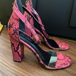 Pink snake print high heels